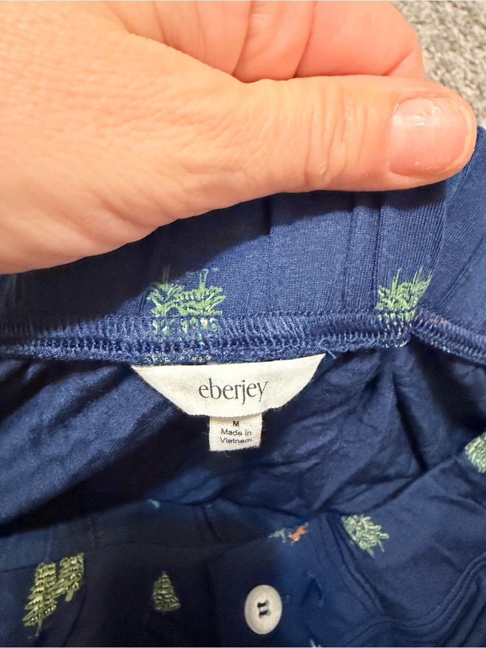 Eberjey Gisele Woodland Pine Navy Ivory Pajama Set M Tencel Modal Christmas - Picture 9 of 10